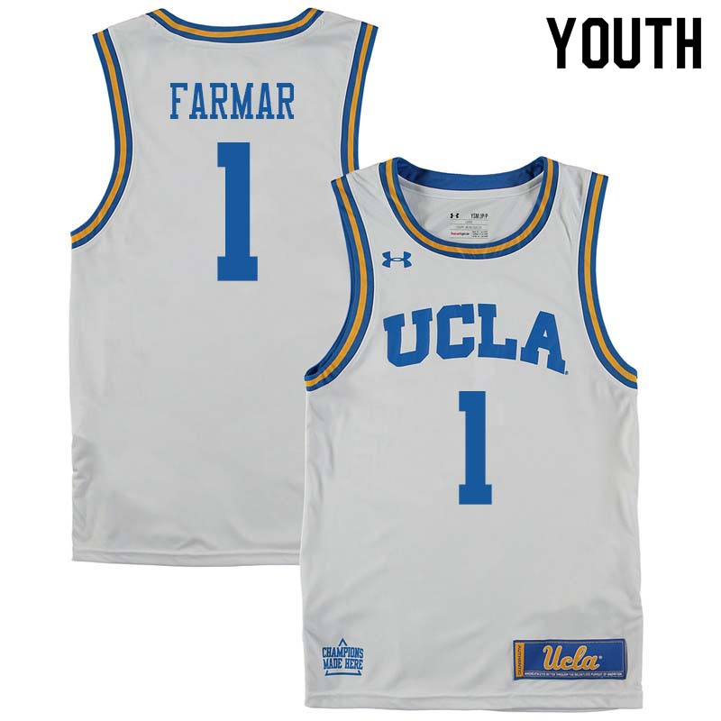 Youth #1 Jordan Farmar UCLA Bruins College Basketball Jerseys Sale-White - Click Image to Close